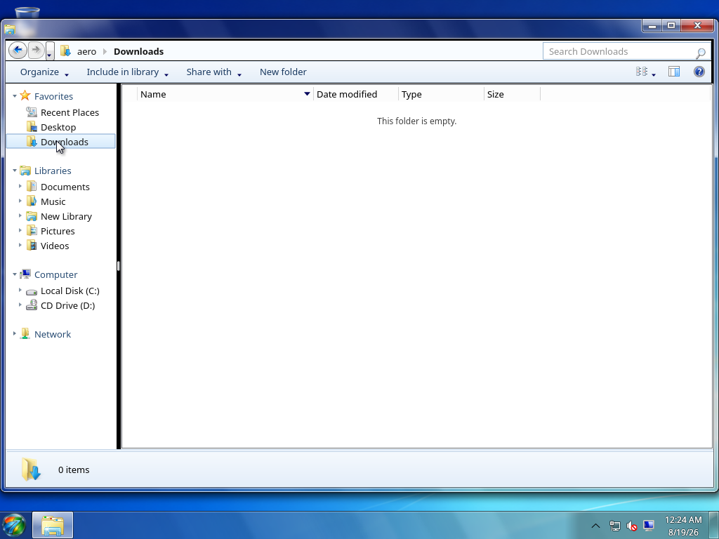Downloads in Details view